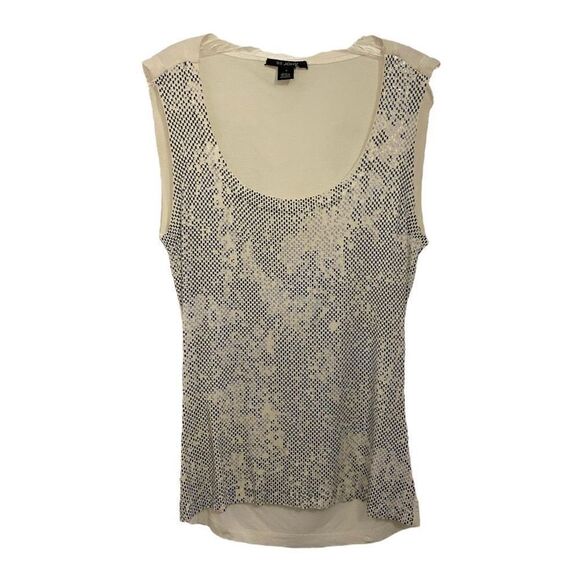 St. John Metallic Embossed Snake Print Wool Blend Scoop Neck Tank Top | Size Pet - Picture 1 of 5